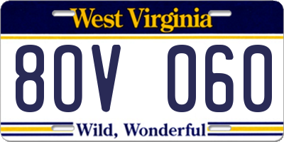 WV license plate 8OV060