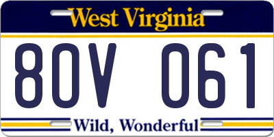 WV license plate 8OV061