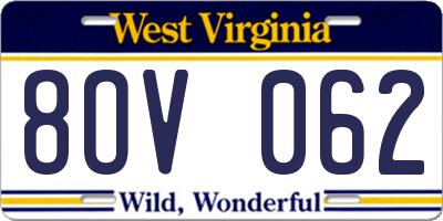 WV license plate 8OV062