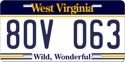 WV license plate 8OV063