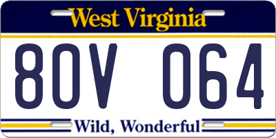 WV license plate 8OV064