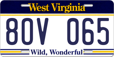WV license plate 8OV065