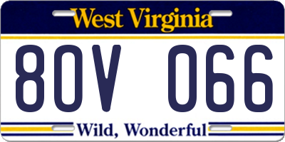 WV license plate 8OV066