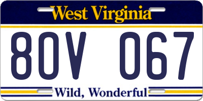 WV license plate 8OV067