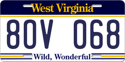WV license plate 8OV068
