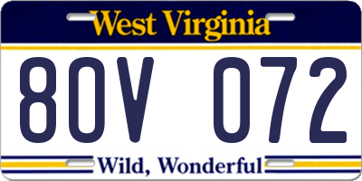 WV license plate 8OV072