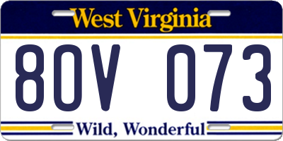 WV license plate 8OV073
