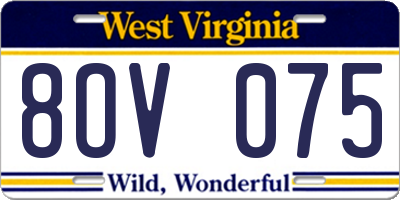 WV license plate 8OV075