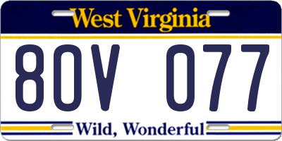 WV license plate 8OV077
