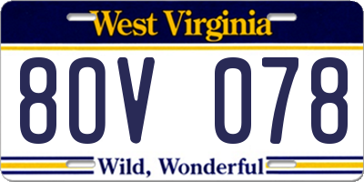WV license plate 8OV078