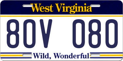 WV license plate 8OV080