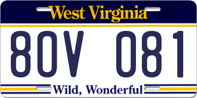 WV license plate 8OV081