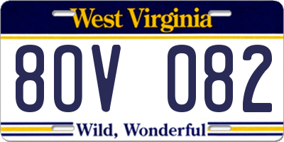 WV license plate 8OV082