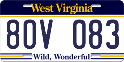 WV license plate 8OV083