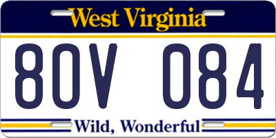 WV license plate 8OV084