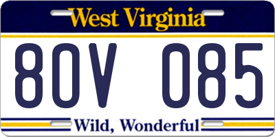 WV license plate 8OV085