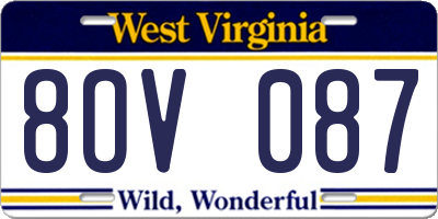 WV license plate 8OV087