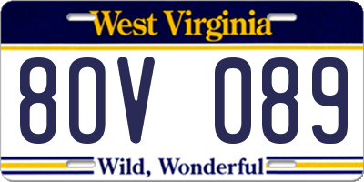 WV license plate 8OV089