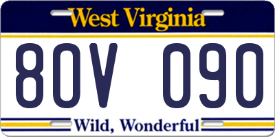 WV license plate 8OV090