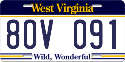WV license plate 8OV091