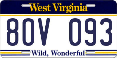 WV license plate 8OV093