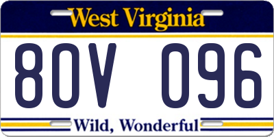 WV license plate 8OV096