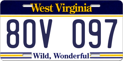 WV license plate 8OV097
