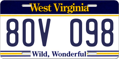 WV license plate 8OV098