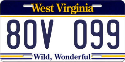 WV license plate 8OV099