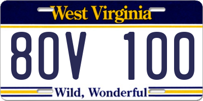 WV license plate 8OV100
