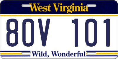 WV license plate 8OV101