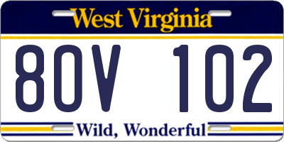 WV license plate 8OV102