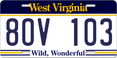 WV license plate 8OV103