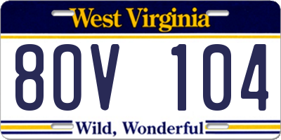 WV license plate 8OV104