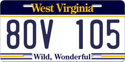 WV license plate 8OV105