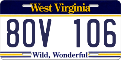 WV license plate 8OV106