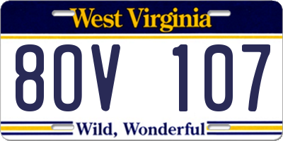 WV license plate 8OV107