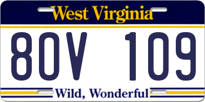 WV license plate 8OV109