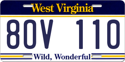 WV license plate 8OV110