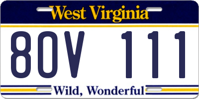 WV license plate 8OV111