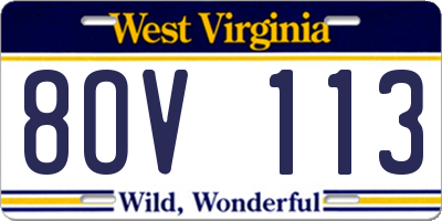 WV license plate 8OV113