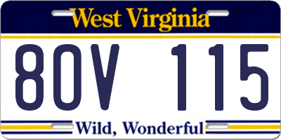 WV license plate 8OV115