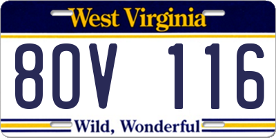 WV license plate 8OV116