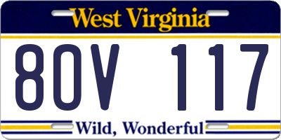 WV license plate 8OV117