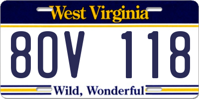 WV license plate 8OV118