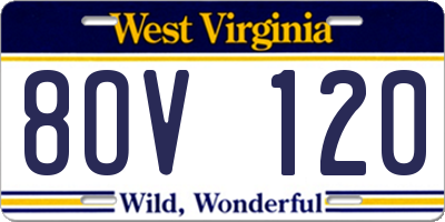 WV license plate 8OV120