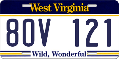 WV license plate 8OV121
