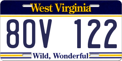 WV license plate 8OV122