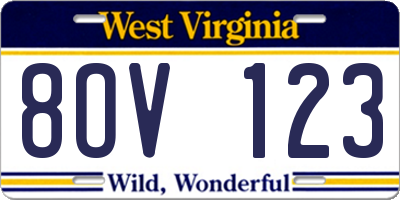 WV license plate 8OV123