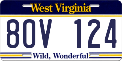 WV license plate 8OV124